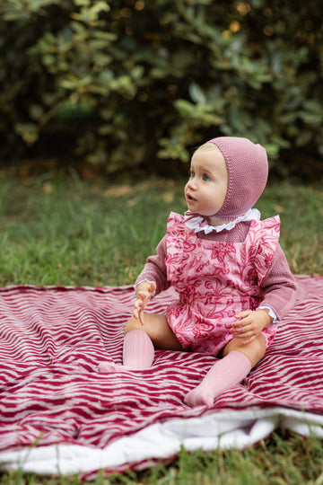 GORRO PUNTO DE ARROZ ROSA